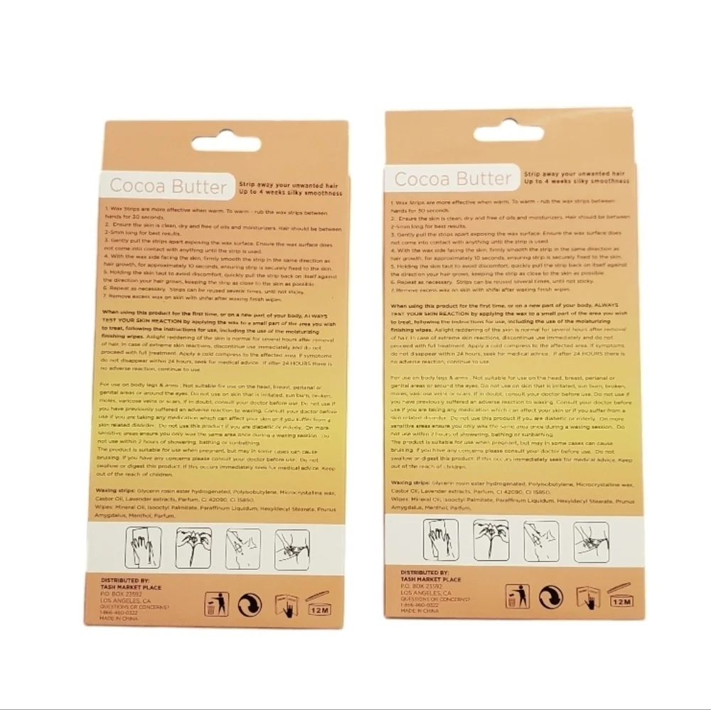 New Dreamology Cocoa Butter Bikini & Body Wax Strips Hair Removal 2 pk